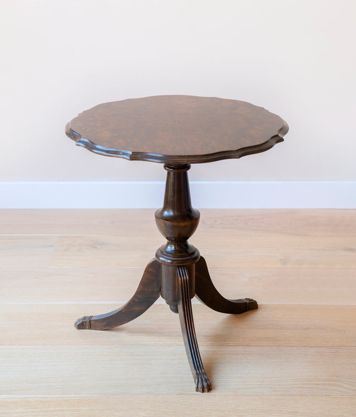Antique Walnut Wine Table - Scalloped Tabletop
