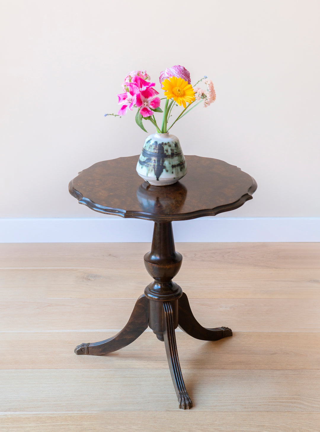 Antique Walnut Wine Table - Scalloped Tabletop
