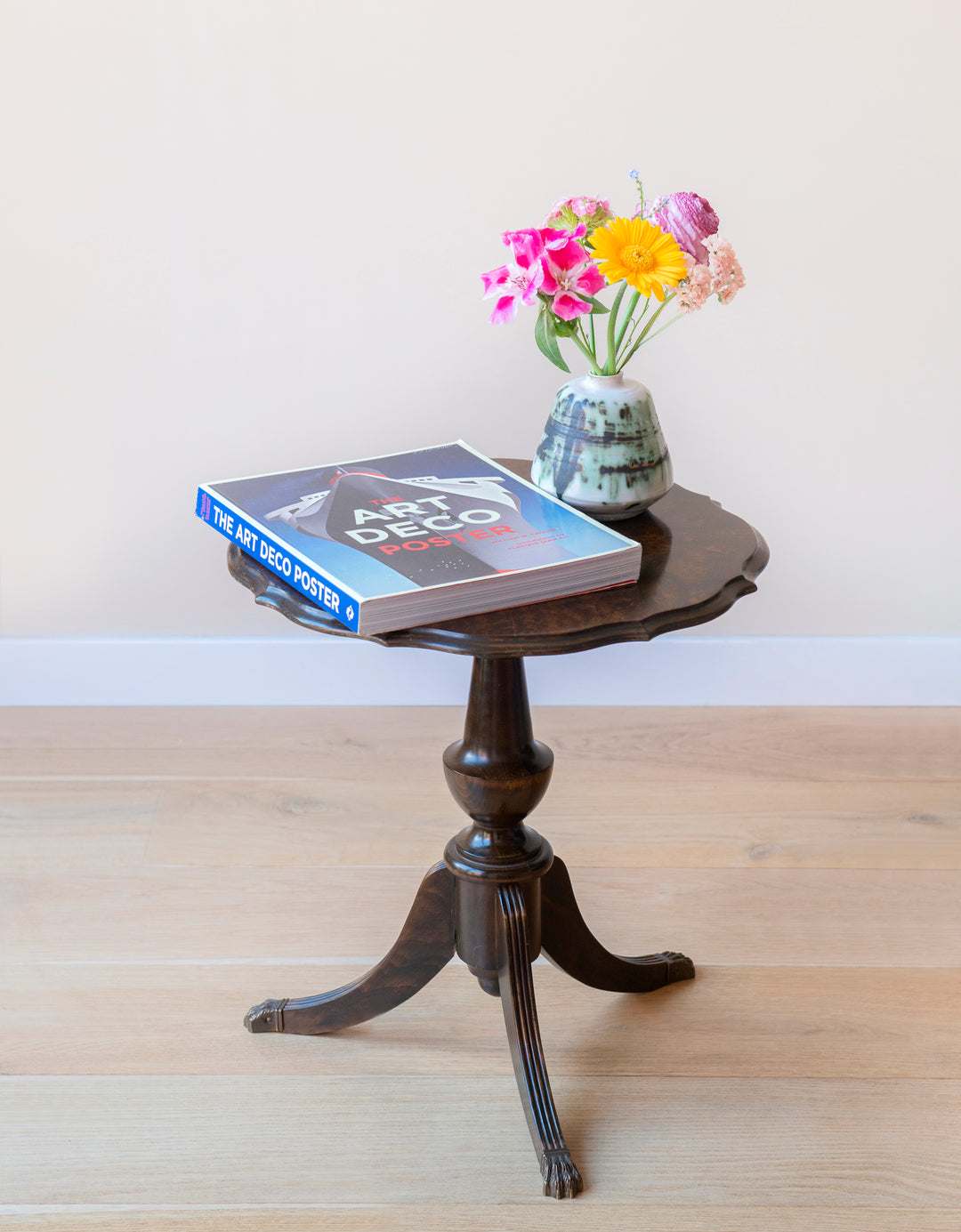 Antique Walnut Wine Table - Scalloped Tabletop