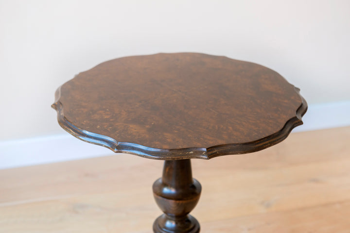 Antique Walnut Wine Table - Scalloped Tabletop