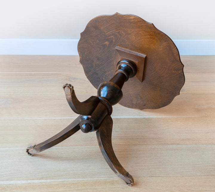 Antique Walnut Wine Table - Scalloped Tabletop