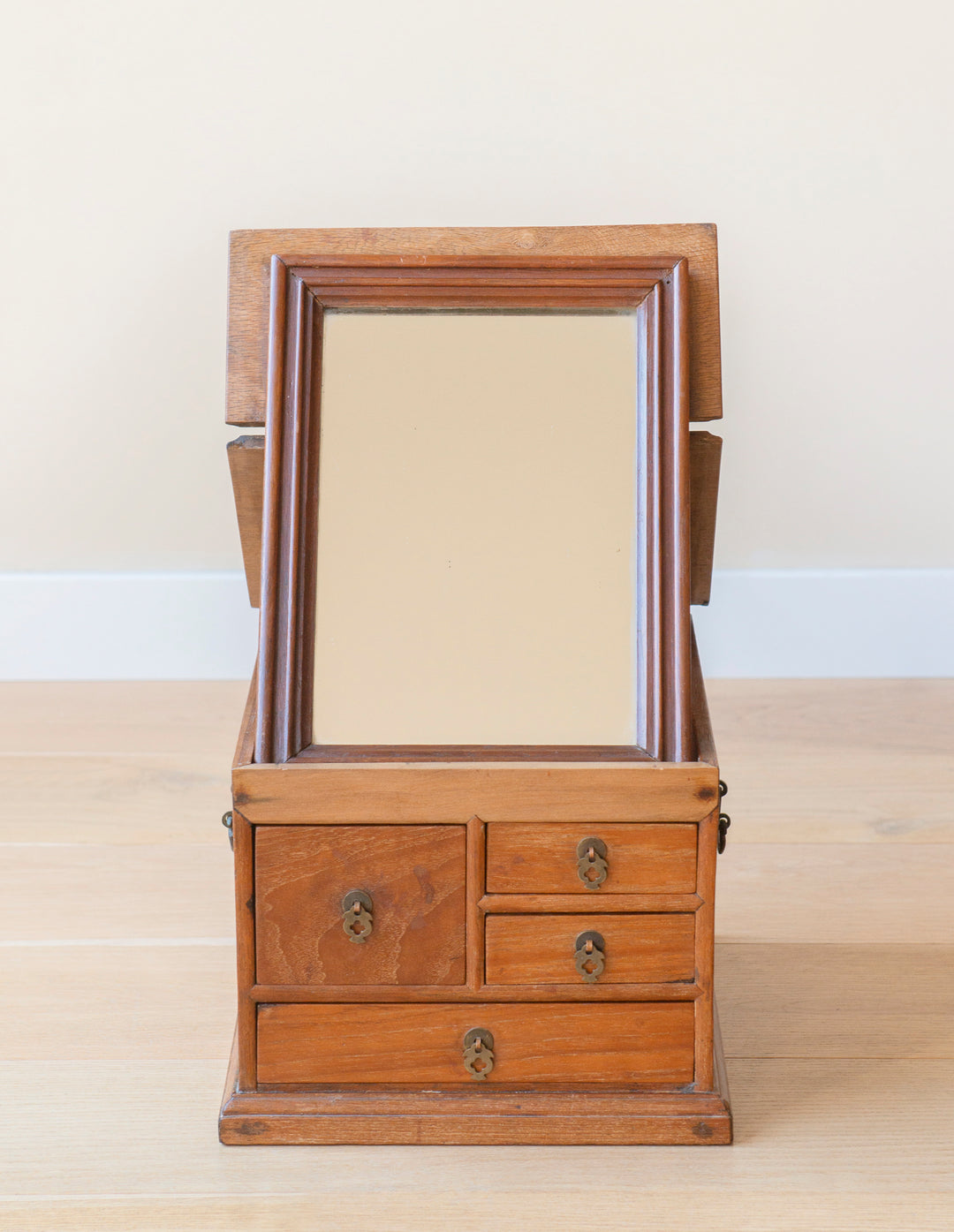 Oak Apothecary Cabinet With Foldable Mirror - 1920s