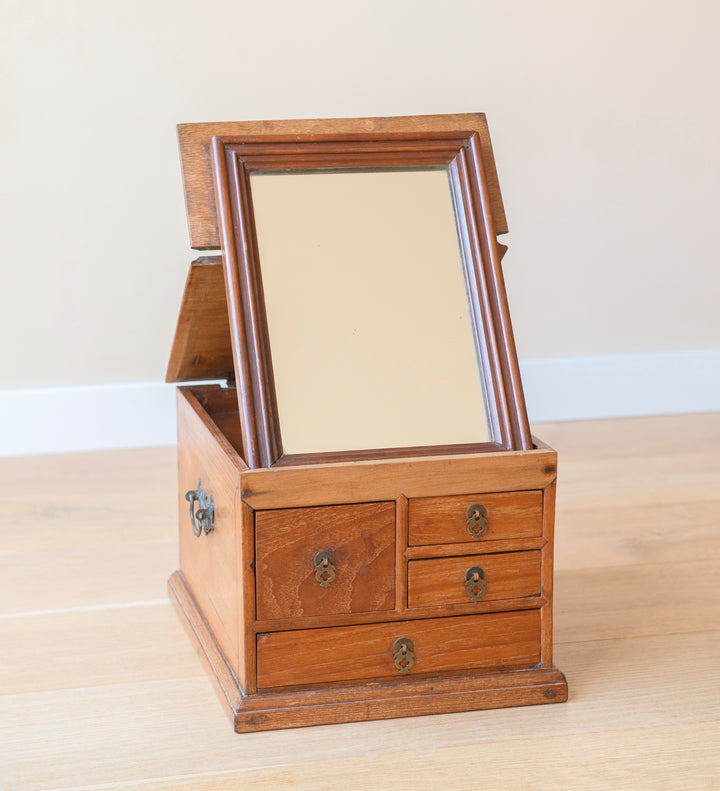 Oak Apothecary Cabinet With Foldable Mirror - 1920s