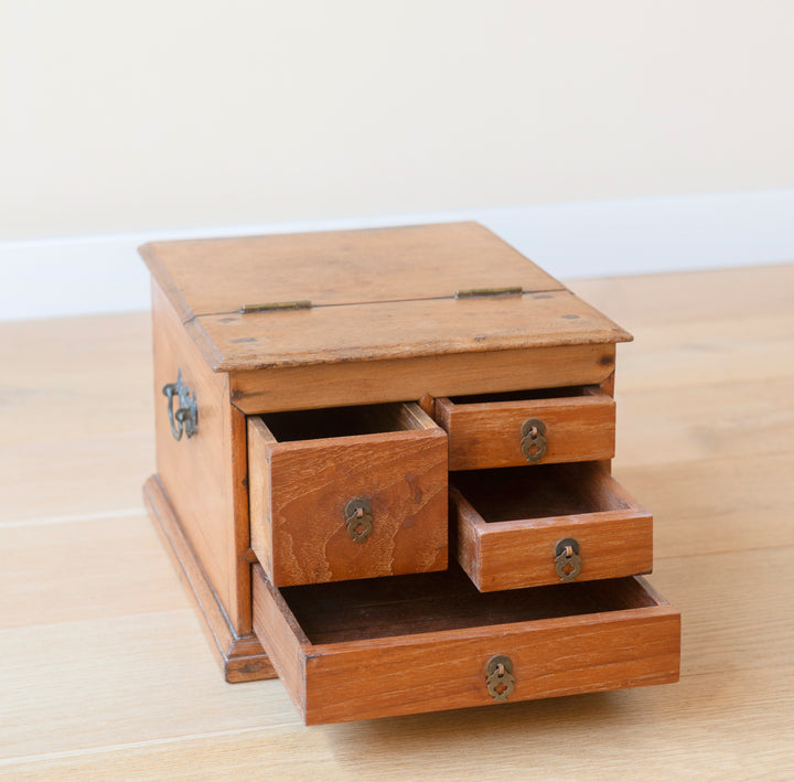 Oak Apothecary Cabinet With Foldable Mirror - 1920s