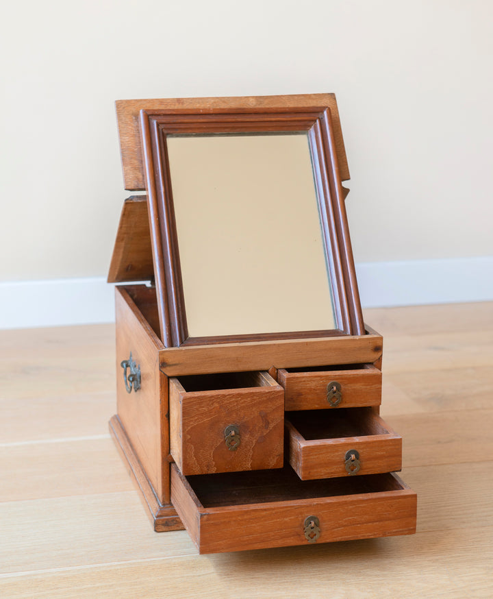 Oak Apothecary Cabinet With Foldable Mirror - 1920s