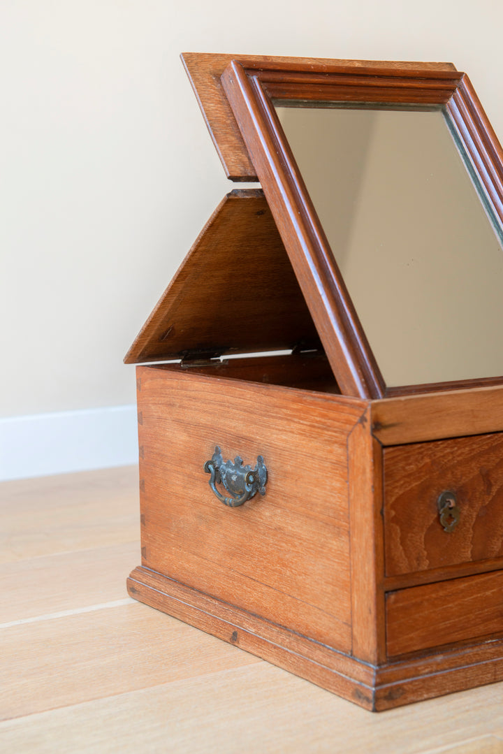 Oak Apothecary Cabinet With Foldable Mirror - 1920s