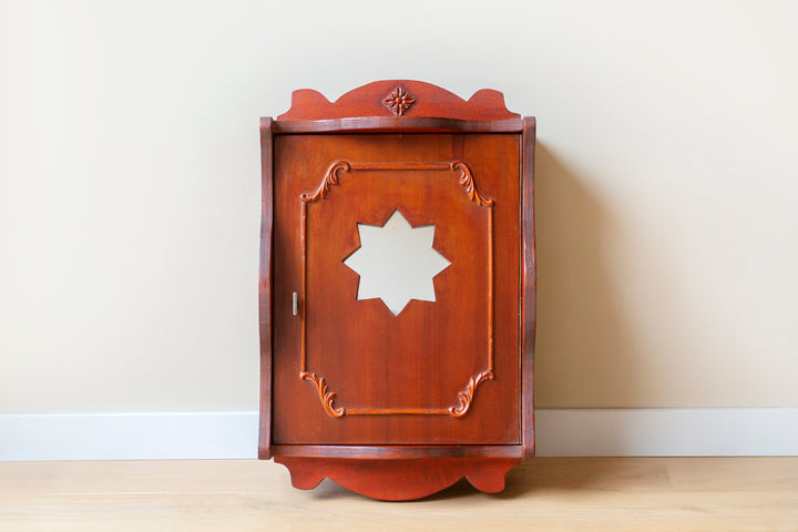 Vintage Mahogany Apothecary Chest, Star Shaped Mirror