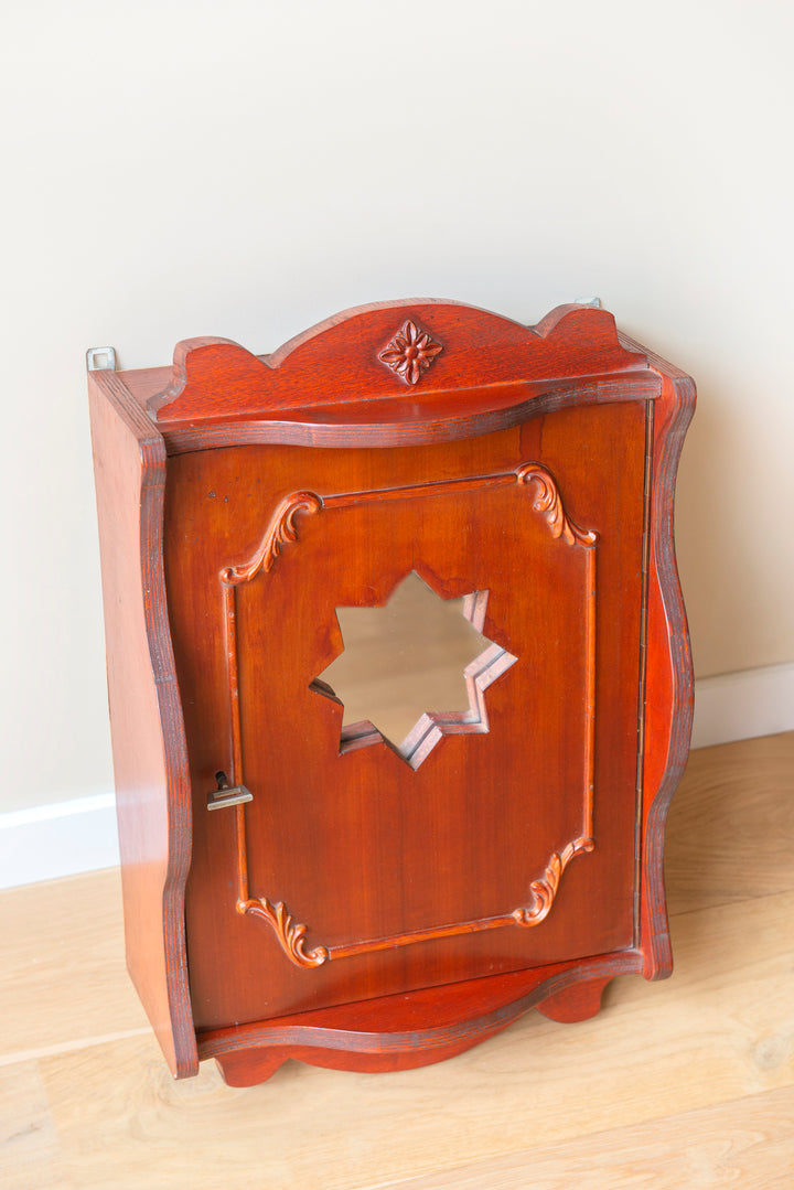 Vintage Mahogany Apothecary Chest, Star Shaped Mirror
