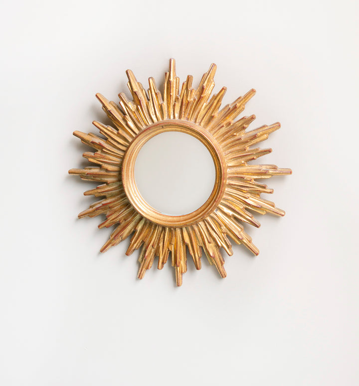 Vintage Golden Sunburst Mirror, Deknudt, Made In Belgium