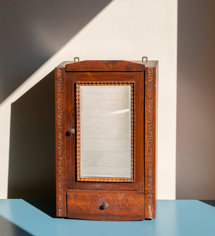 Antique French Apothecary Cabinet With Mirror, 1900s Design