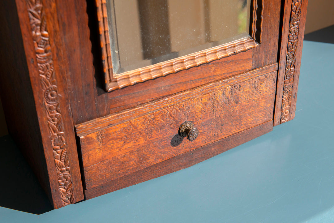 Antique French Apothecary Cabinet With Mirror, 1900s Design