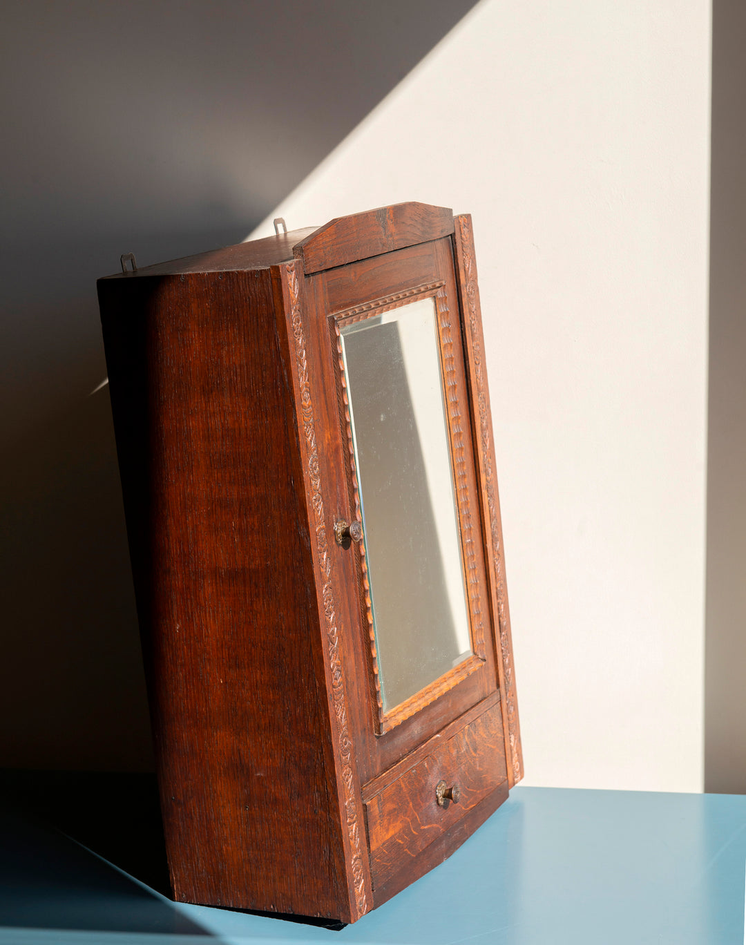 Antique French Apothecary Cabinet With Mirror, 1900s Design