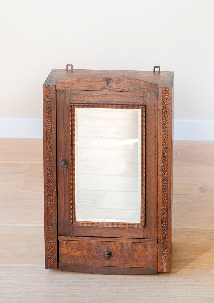 Antique French Apothecary Cabinet With Mirror, 1900s Design