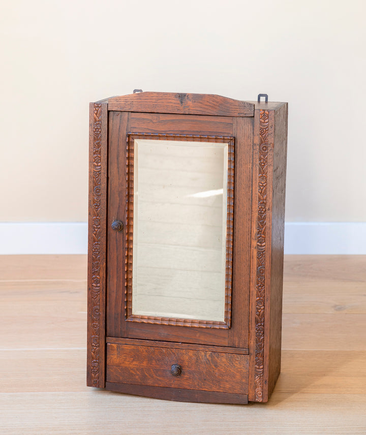 Antique French Apothecary Cabinet With Mirror, 1900s Design