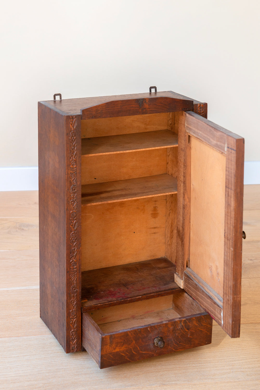 Antique French Apothecary Cabinet With Mirror, 1900s Design