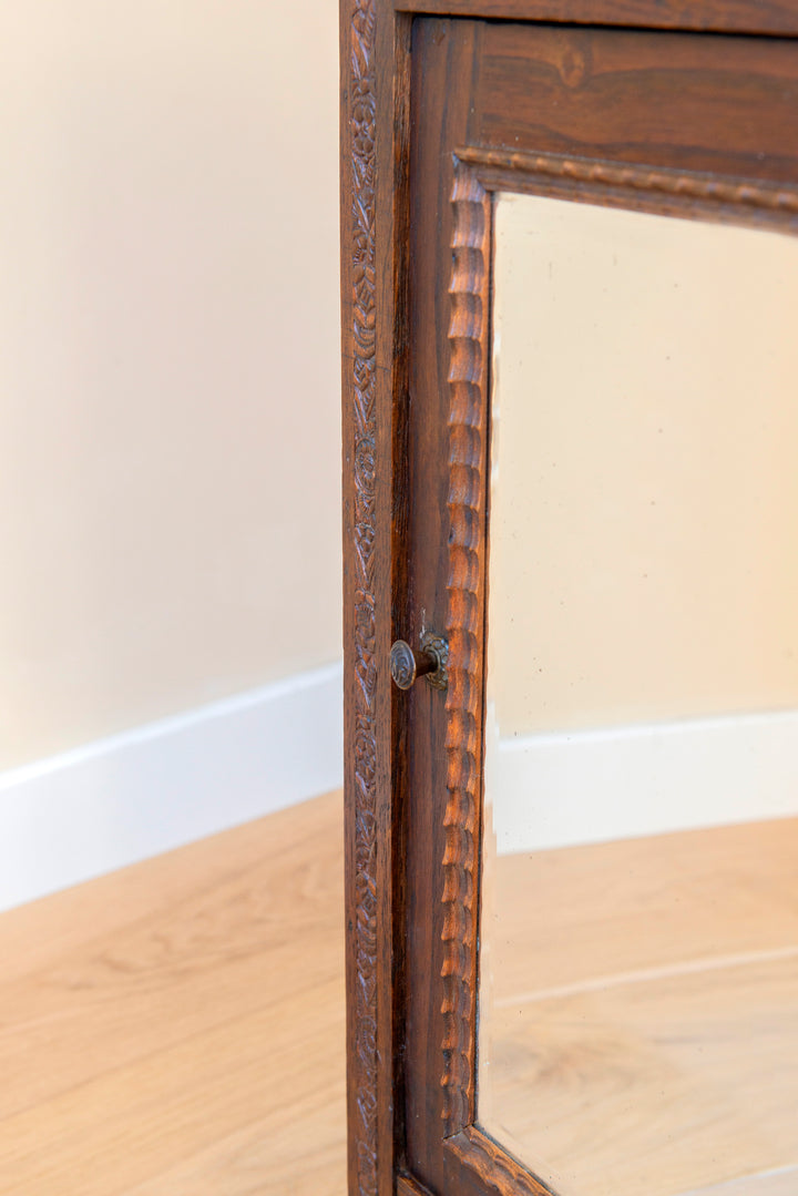 Antique French Apothecary Cabinet With Mirror, 1900s Design