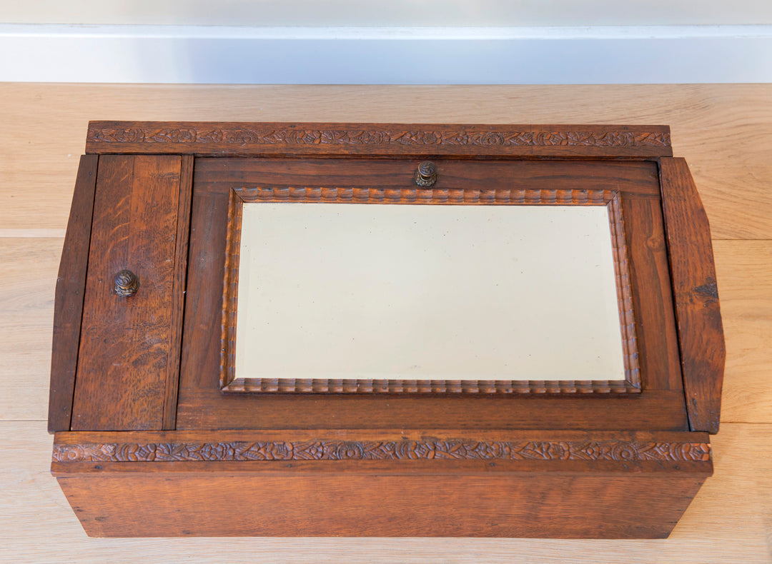 Antique French Apothecary Cabinet With Mirror, 1900s Design