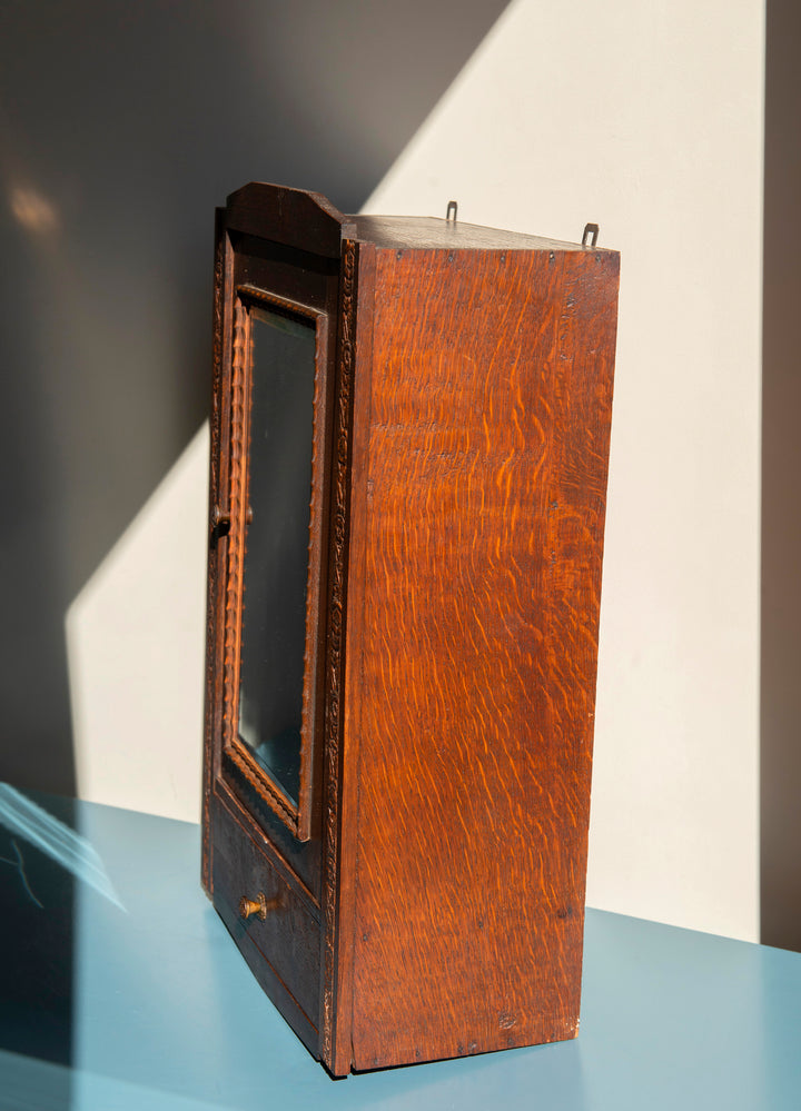 Antique French Apothecary Cabinet With Mirror, 1900s Design