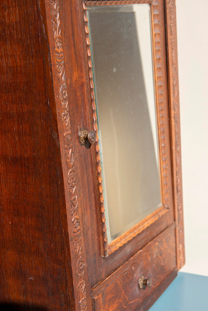 Antique French Apothecary Cabinet With Mirror, 1900s Design