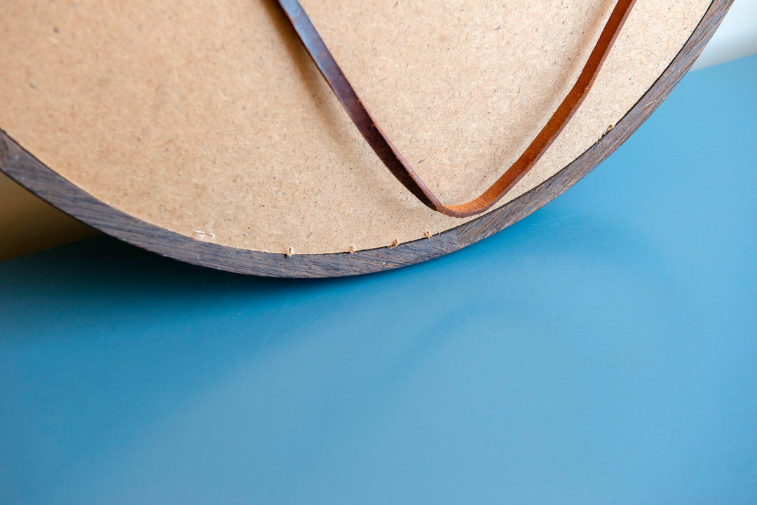 Round Wooden Mirror With Leather Cord, Danish Design, 1960s