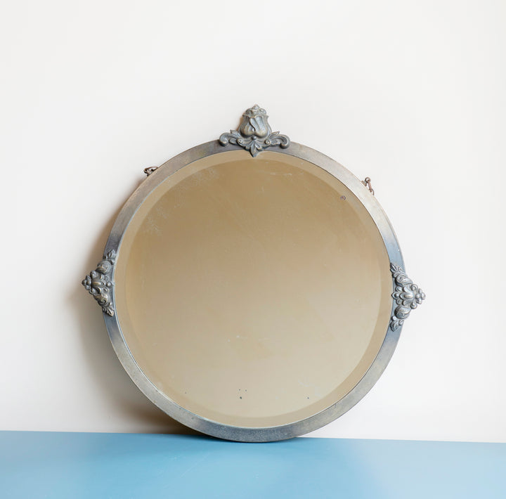 Antique Silver Mirror With Hanging Chain - 1930s Design