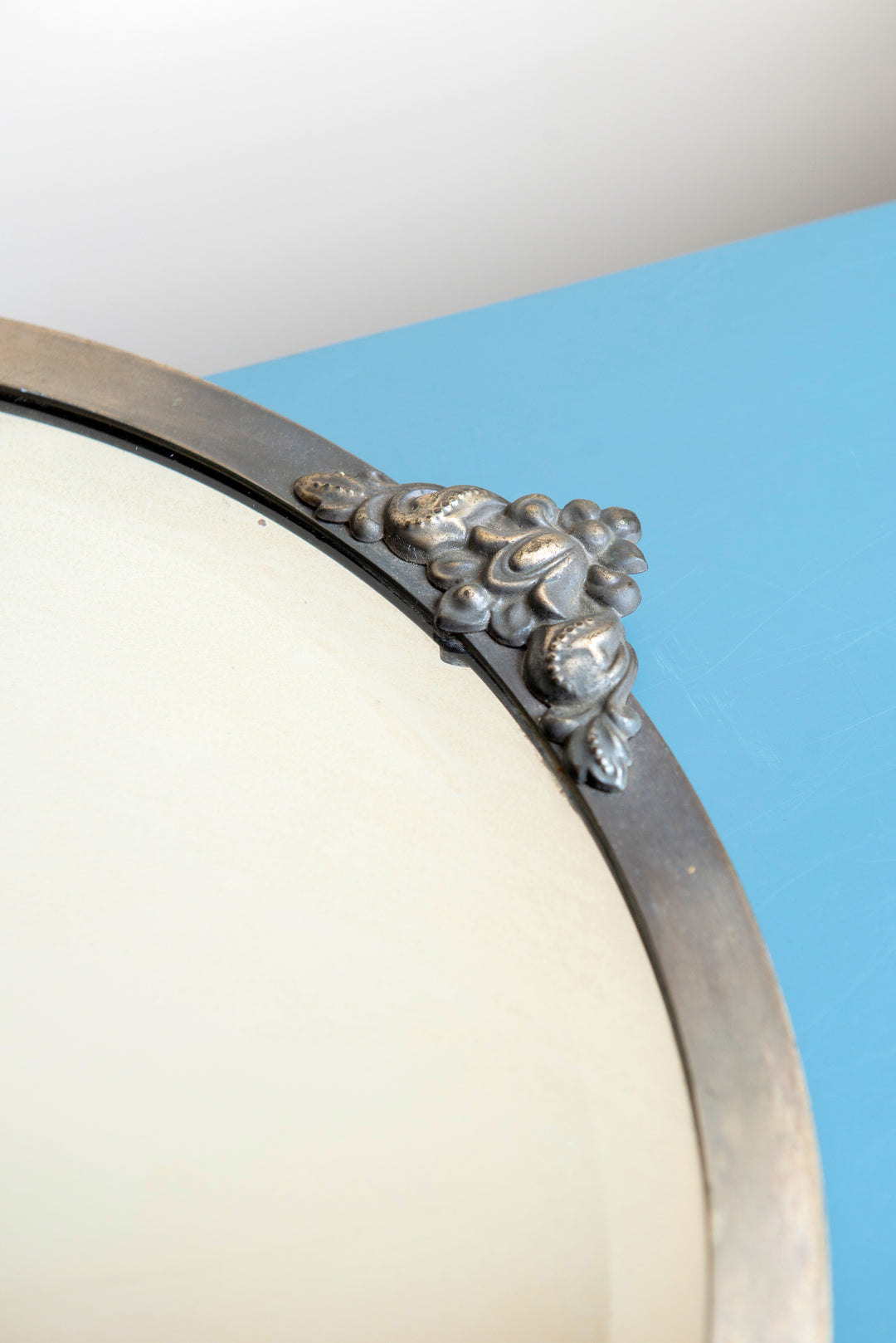 Antique Silver Mirror With Hanging Chain - 1930s Design