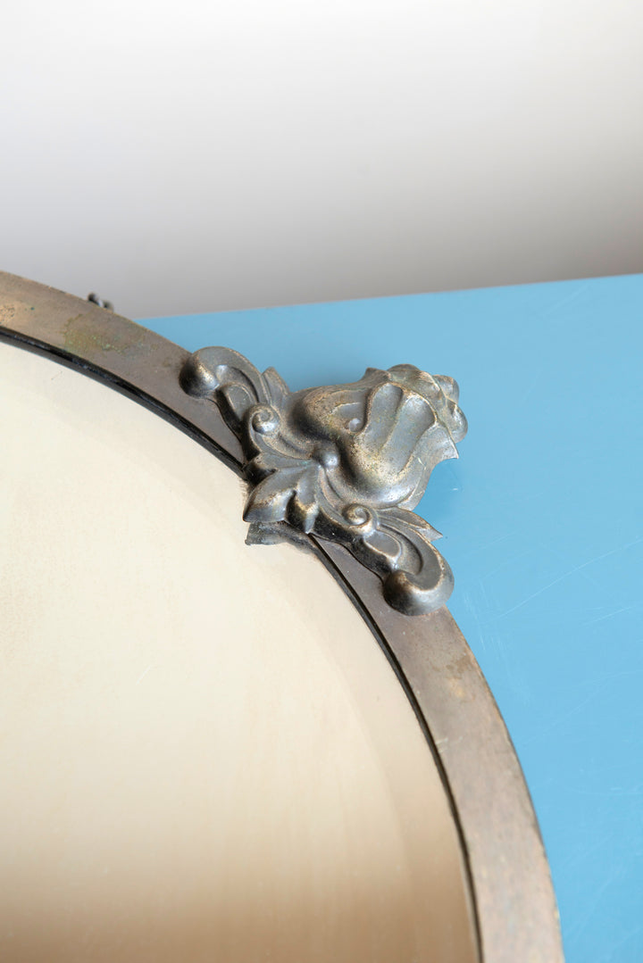 Antique Silver Mirror With Hanging Chain - 1930s Design