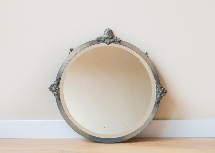 Antique Silver Mirror With Hanging Chain - 1930s Design