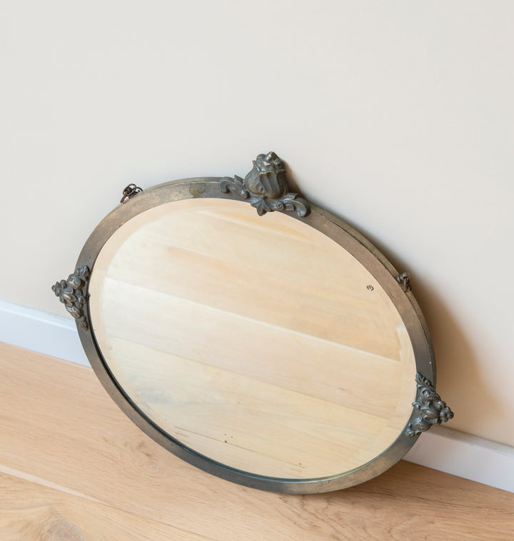 Antique Silver Mirror With Hanging Chain - 1930s Design