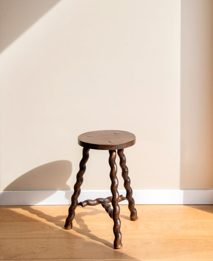 French Barley Twist Milking Stool - Farmhouse Decor