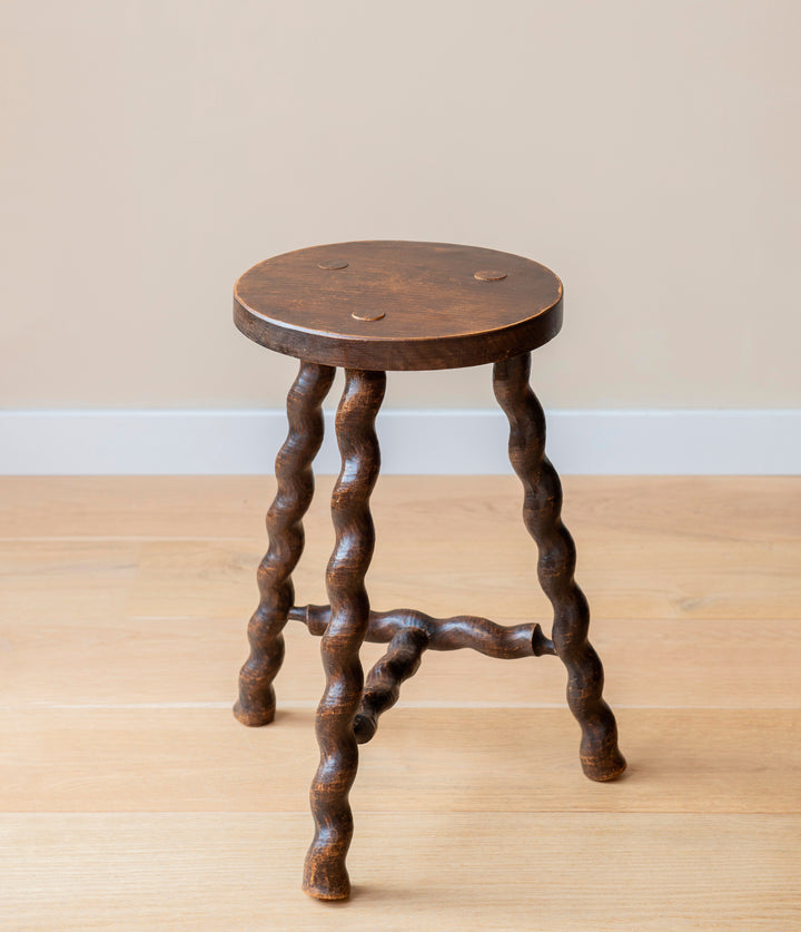 French Barley Twist Milking Stool - Farmhouse Decor