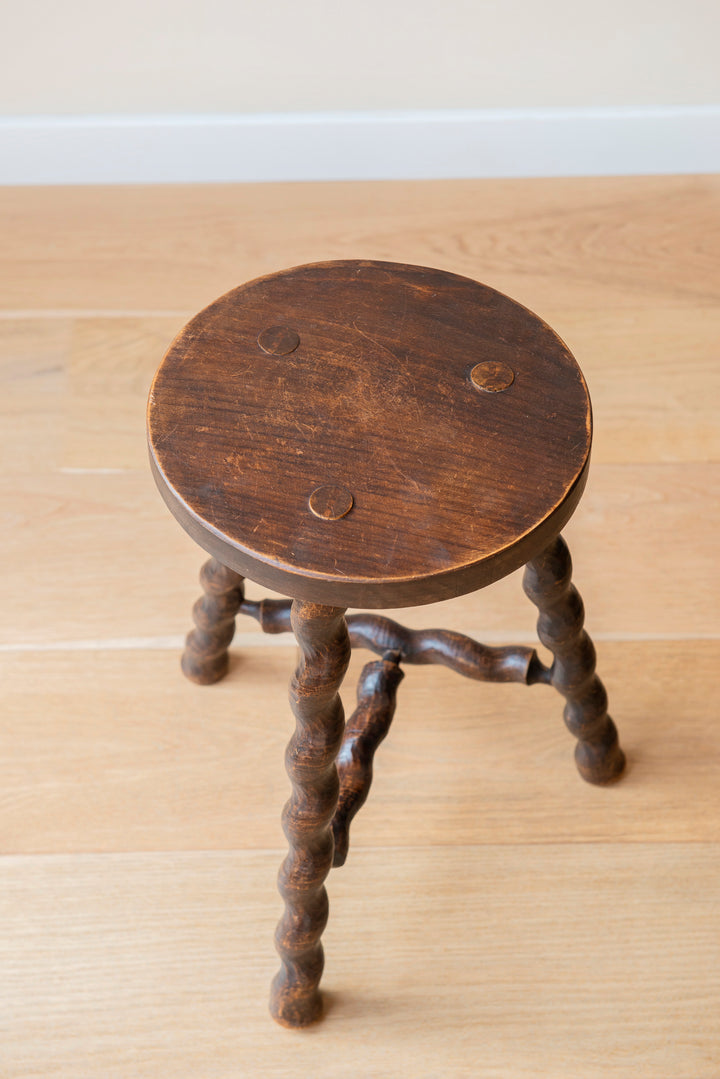 French Barley Twist Milking Stool - Farmhouse Decor