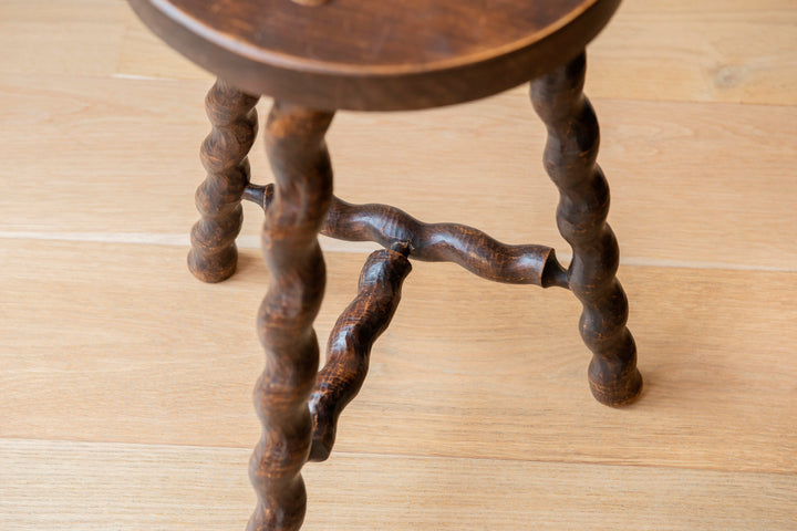 French Barley Twist Milking Stool - Farmhouse Decor