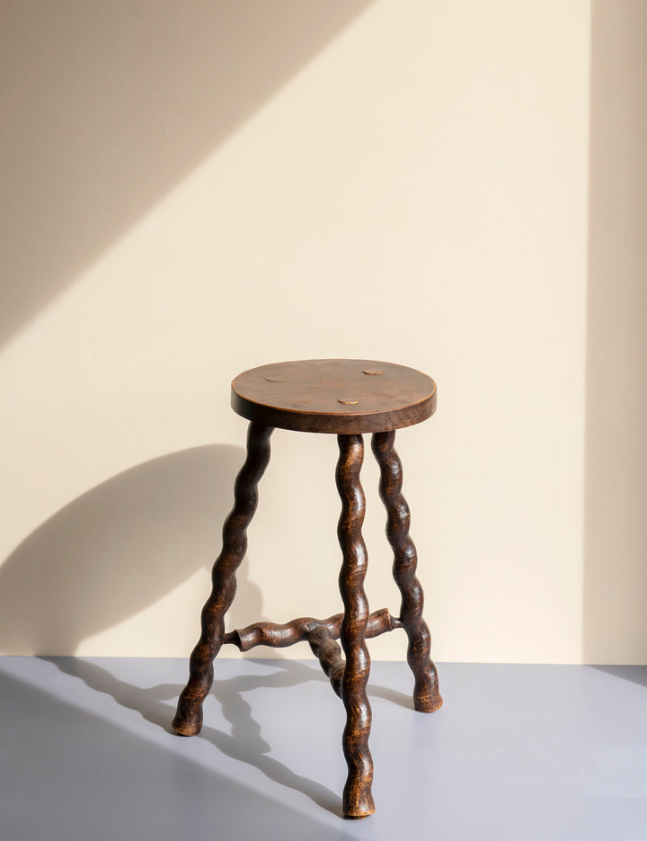 French Barley Twist Milking Stool - Farmhouse Decor