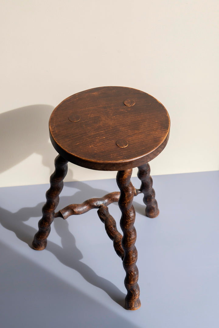 French Barley Twist Milking Stool - Farmhouse Decor
