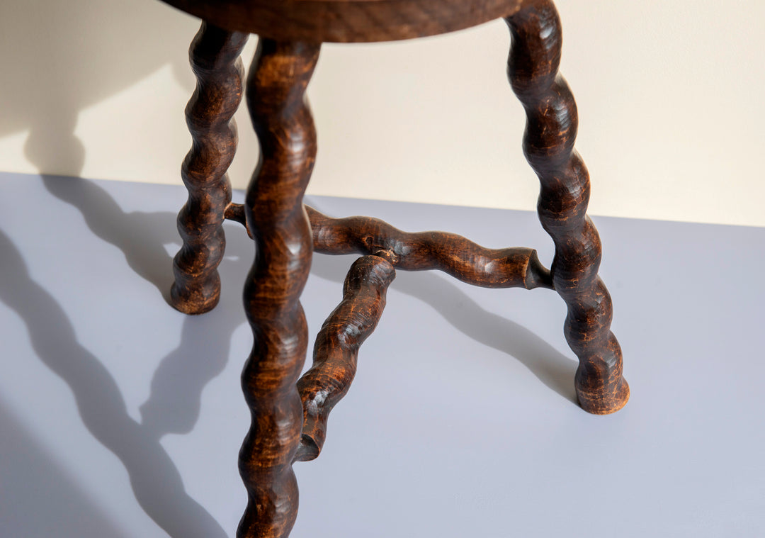 French Barley Twist Milking Stool - Farmhouse Decor