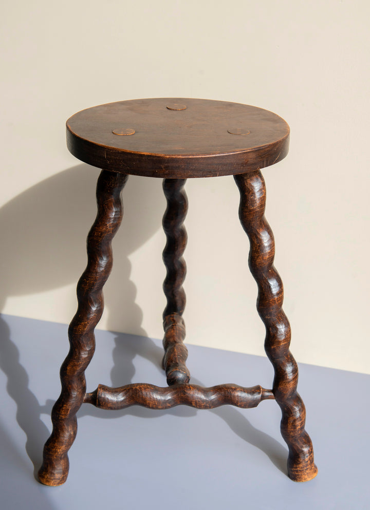 French Barley Twist Milking Stool - Farmhouse Decor