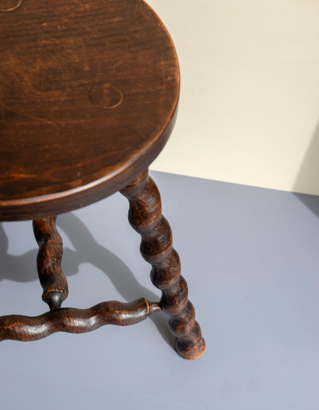 French Barley Twist Milking Stool - Farmhouse Decor