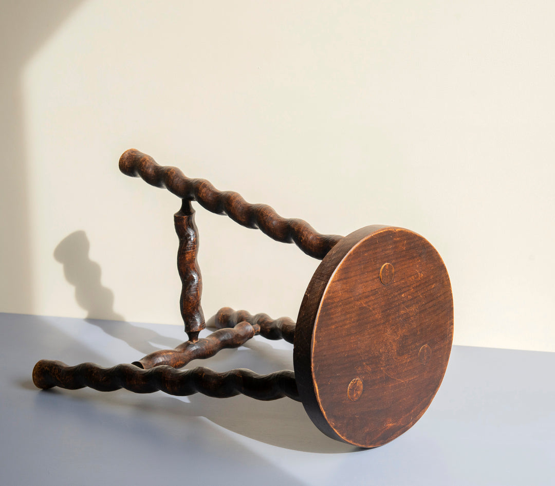 French Barley Twist Milking Stool - Farmhouse Decor