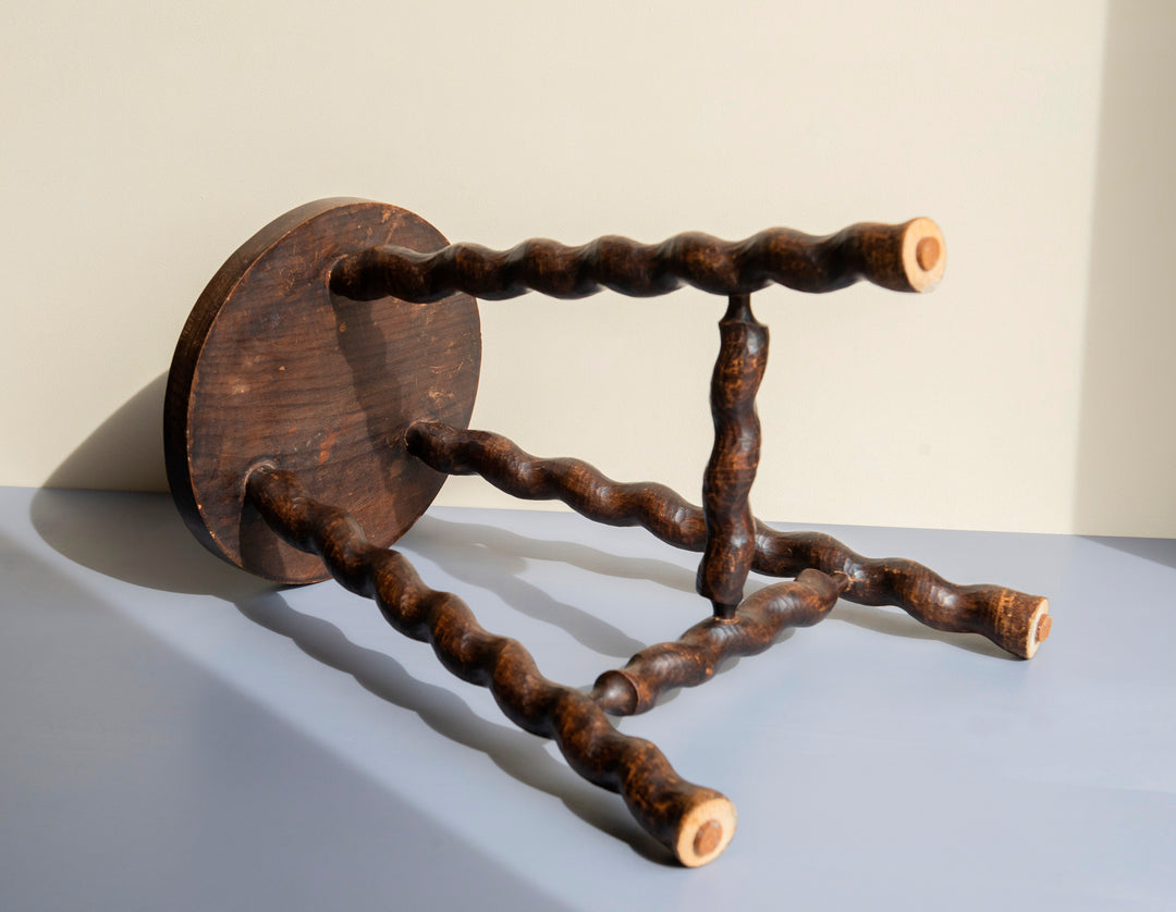 French Barley Twist Milking Stool - Farmhouse Decor