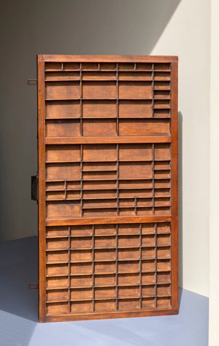 Antique Wooden Letter Press Tray With Metal Handle - Hamilton