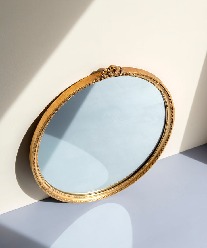 Oval Baroque Golden Bow Mirror, 1960s