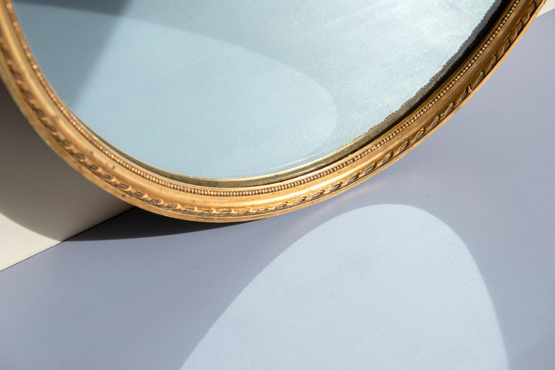 Oval Baroque Golden Bow Mirror, 1960s