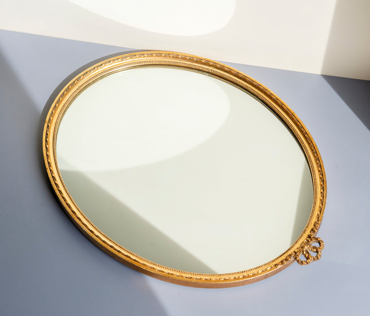 Oval Baroque Golden Bow Mirror, 1960s