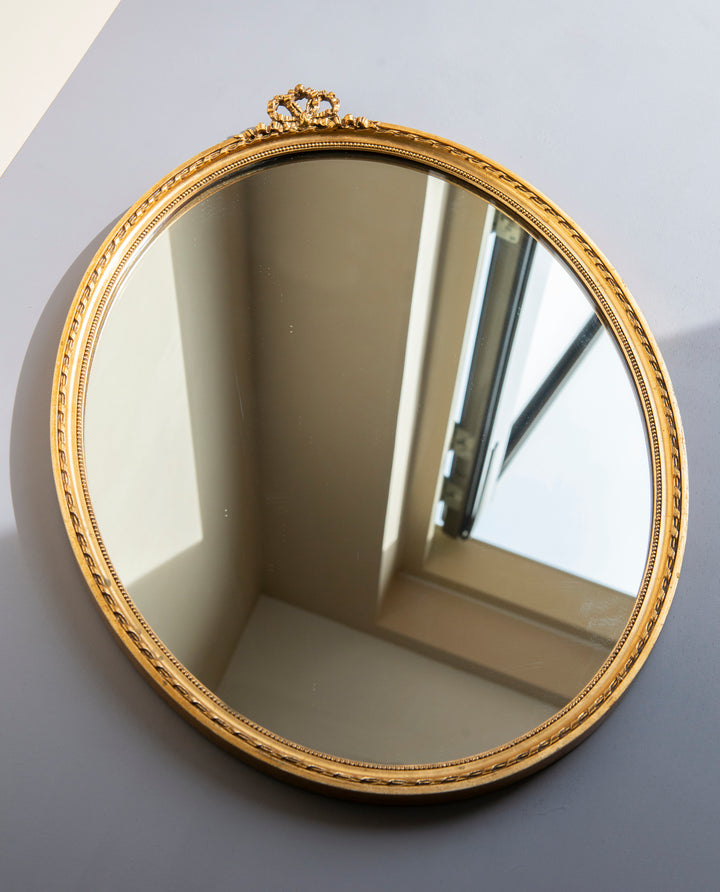 Oval Baroque Golden Bow Mirror, 1960s