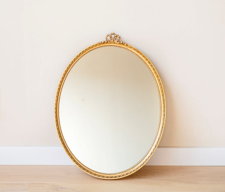 Oval Baroque Golden Bow Mirror, 1960s