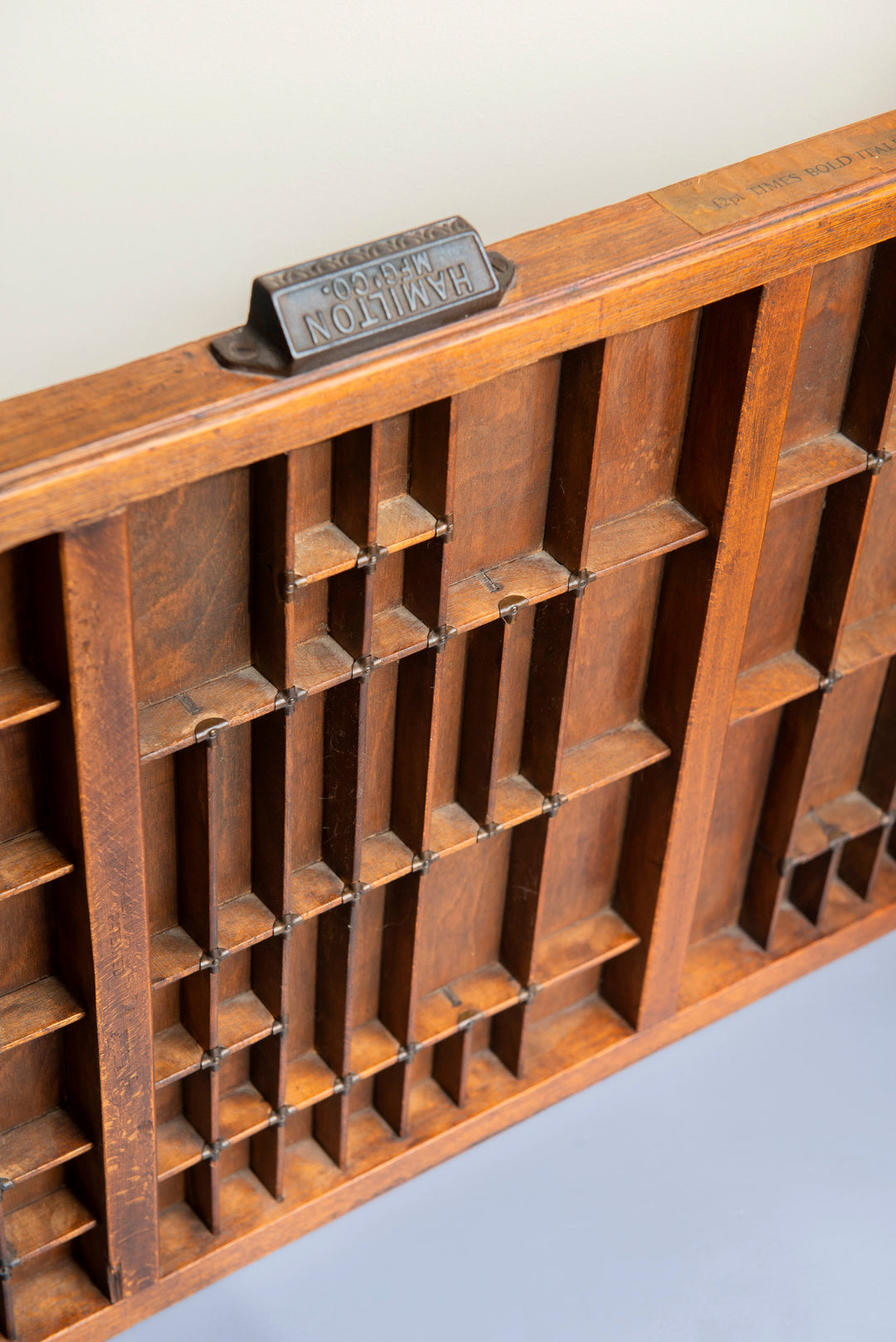 Antique Wooden Letter Press Tray With Metal Handle - Hamilton