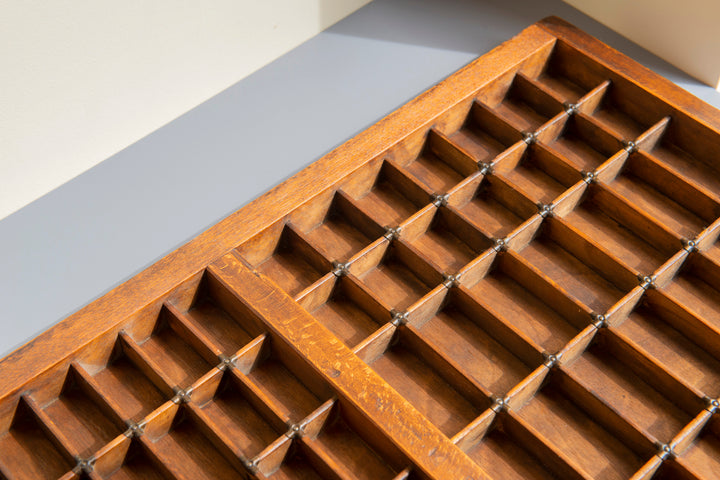 Antique Wooden Letter Press Tray With Metal Handle - Hamilton