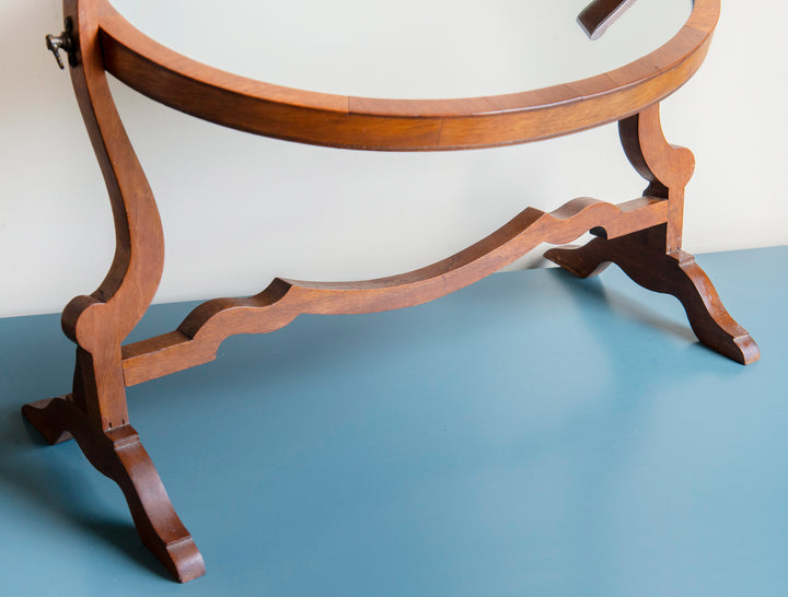 Antique English Table Mirror, Mahogany Wood
