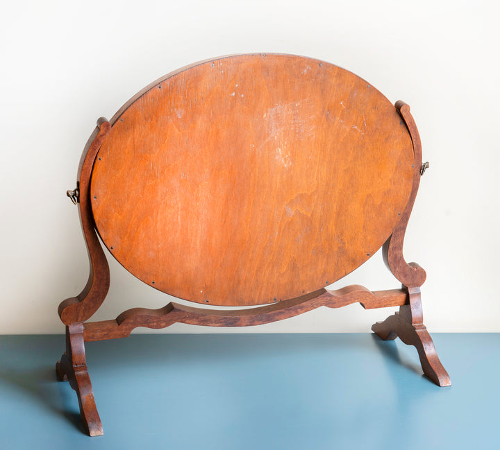 Antique English Table Mirror, Mahogany Wood